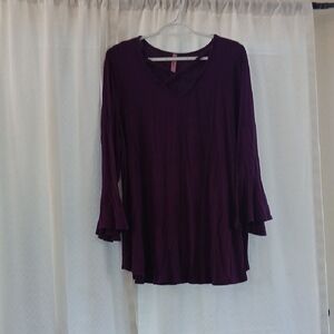 Celeste Deep Purple V-Neck Long Sleeve Tunic